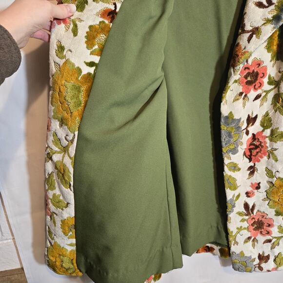 Vintage RARE 1960s 70s Carpet Tapestry Chenille Floral Coat Maximalist Boho M - Picture 3 of 6